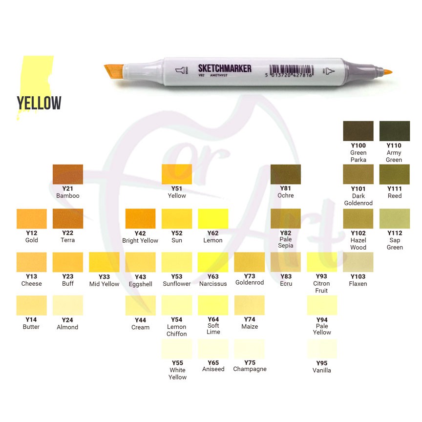 Маркеры спиртовые двухсторонние Sketchmarker Y (YELLOW)