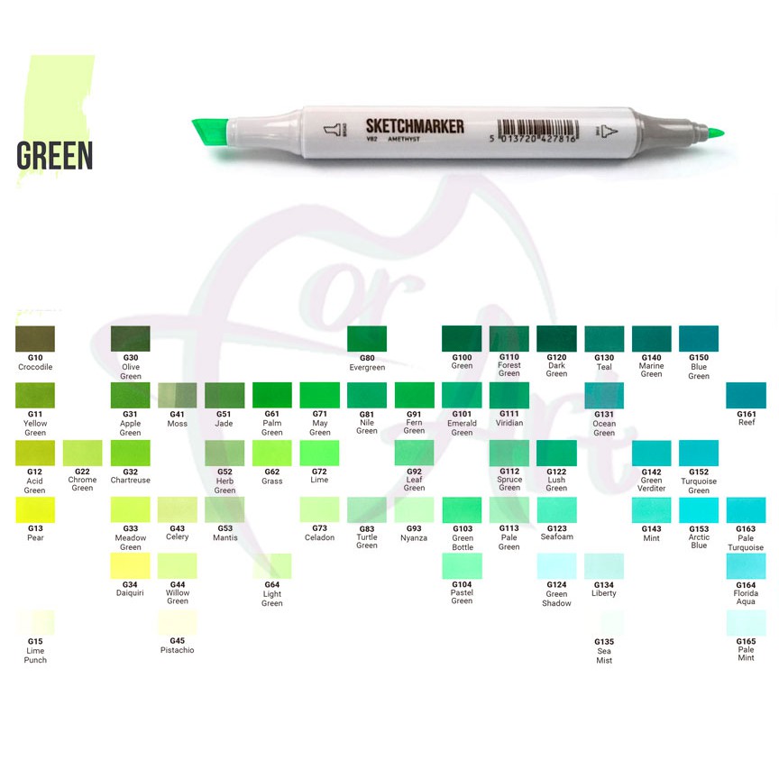 Маркеры спиртовые двухсторонние Sketchmarker G (GREEN)