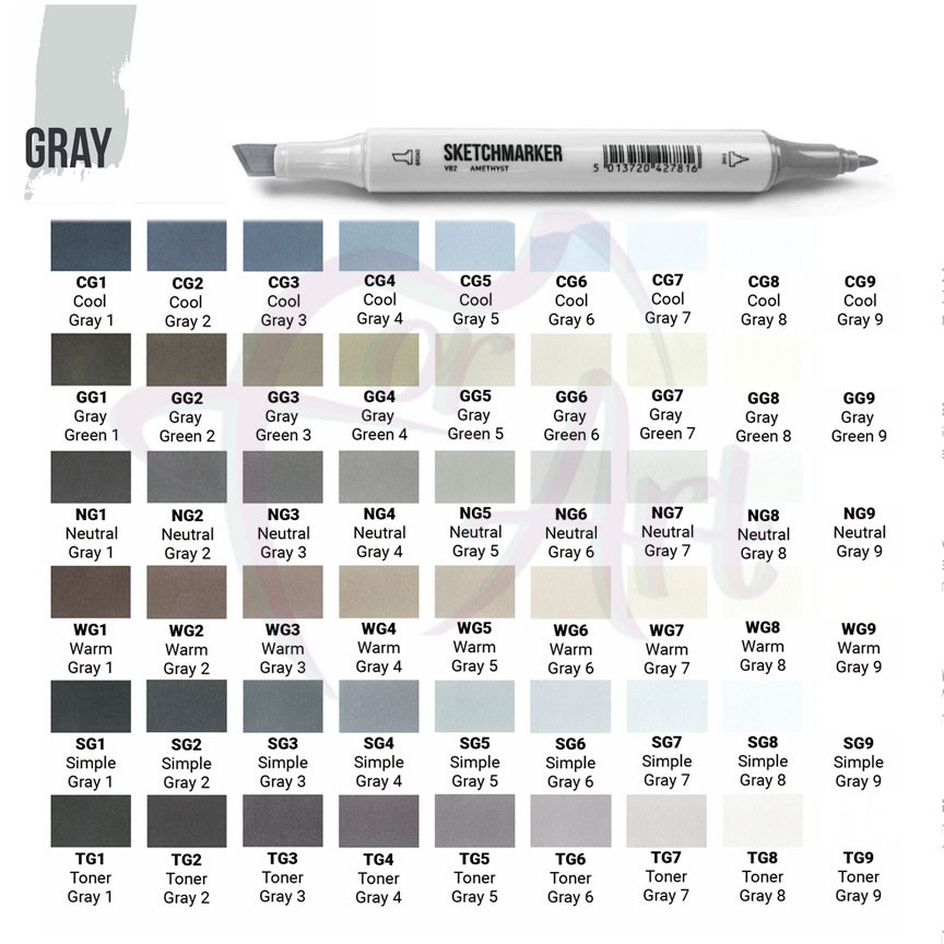 Маркеры спиртовые двухсторонние Sketchmarker GRAY