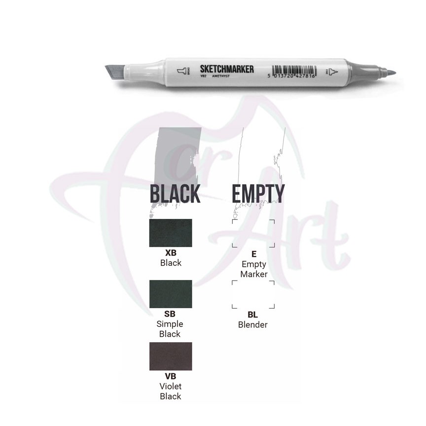 Маркеры спиртовые двухсторонние Sketchmarker BLACK/EMPTY