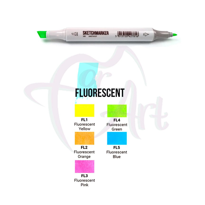 Маркеры спиртовые двухсторонние Sketchmarker FLUORESCENT