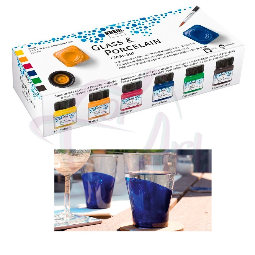 Набор красок по керамике, фарфору и стеклу Kreul Porzellan Clear-Set (печной сушки 160*С) 6 х20мл