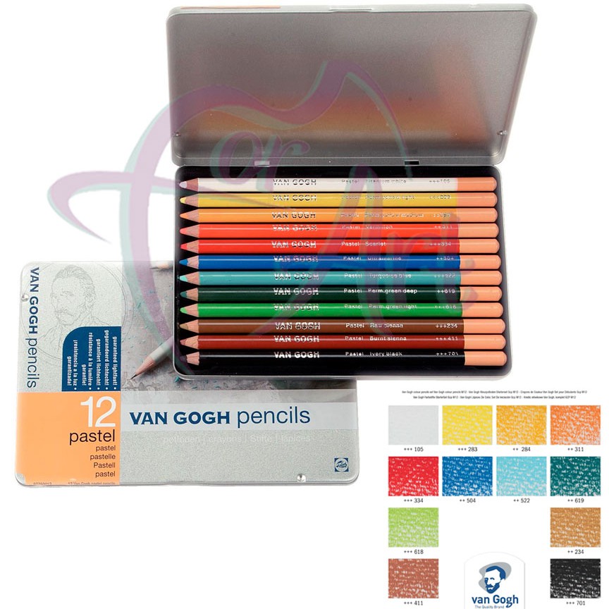 Набор пастельных карандашей Van Gogh 12 цветов в металлическом пенале