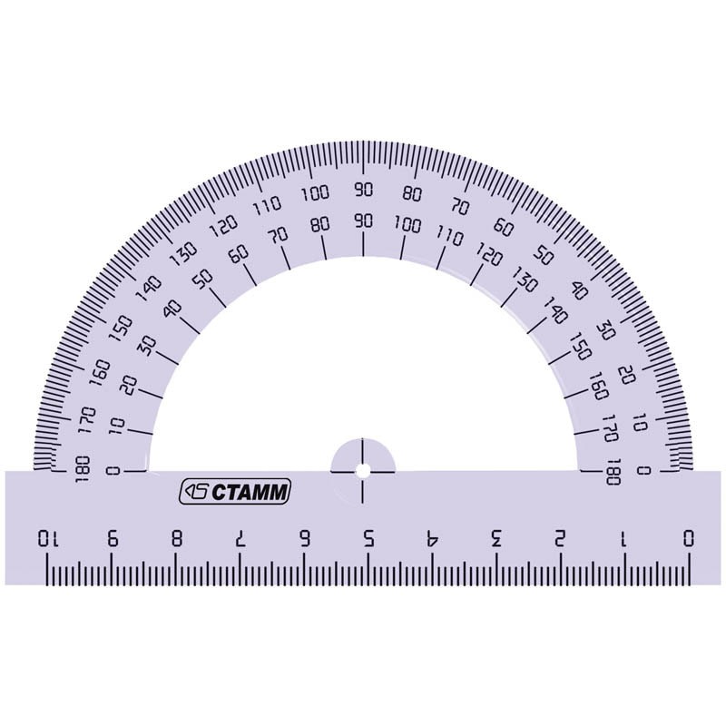 Транспортир 10см, 180° Стамм