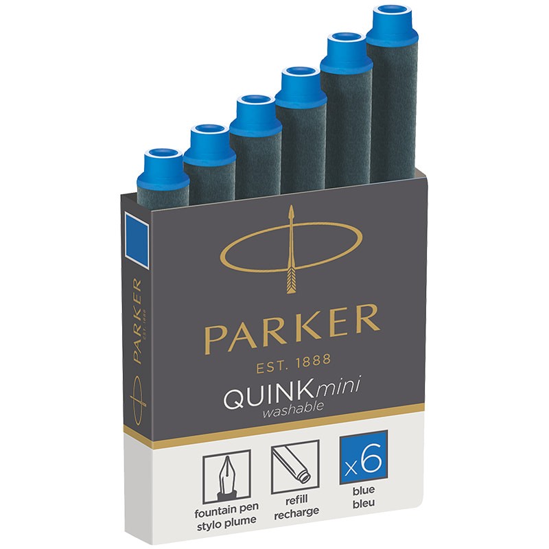 Картриджи чернильные Parker Cartridge Quink Mini синие, 6шт., картонная коробка (мини)