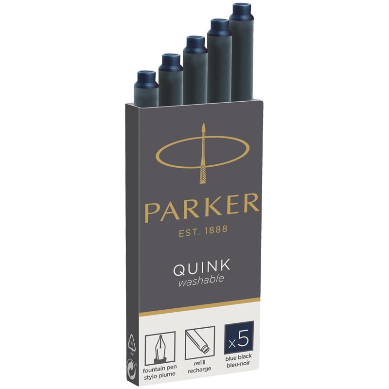 Картриджи чернильные Parker Cartridge Quink смываемые сине-черные, 5шт., картонная коробка