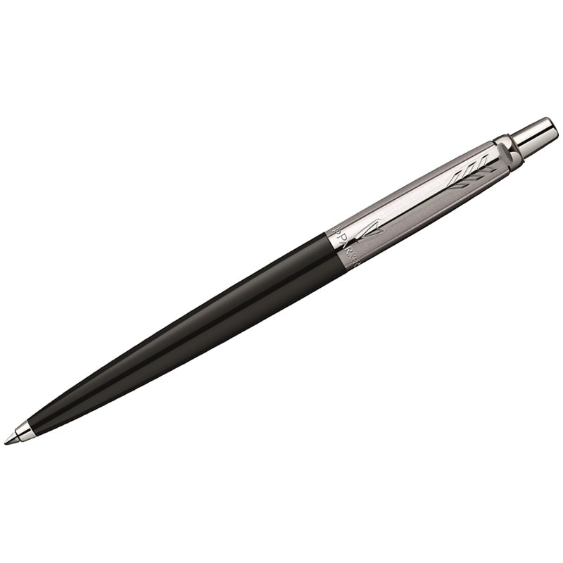 Ручка шариковая Parker Jotter Black Chrome синяя, 1,0мм, кнопочная подарочная упаковка