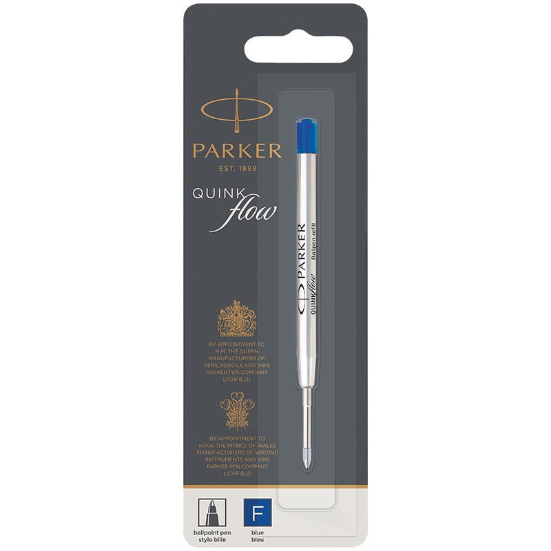 Стержень шариковый объемный Parker QuinkFlow Ball Point синий, 98мм, 0,8мм, метал.корпус