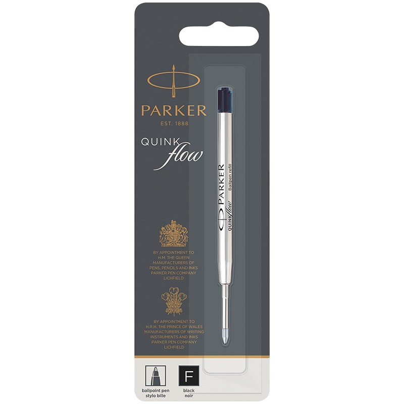 Стержень шариковый объемный Parker QuinkFlow Ball Point черный, 98мм, 0,8мм, метал.корпус