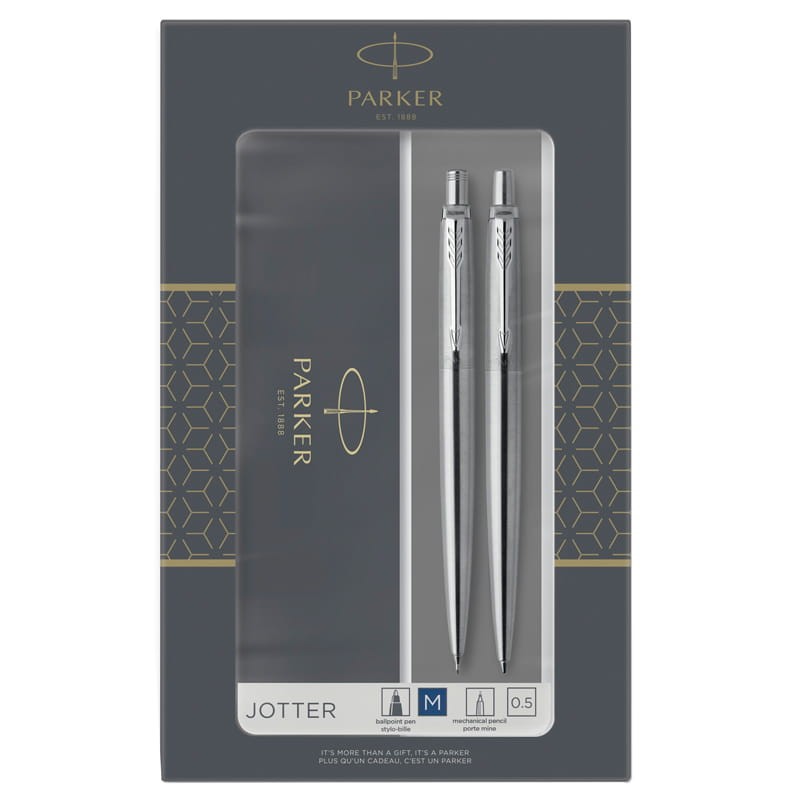 Набор Parker Jotter Stainless Steel CT: ручка шариковая, 1,0мм и механический карандаш, 0,5мм