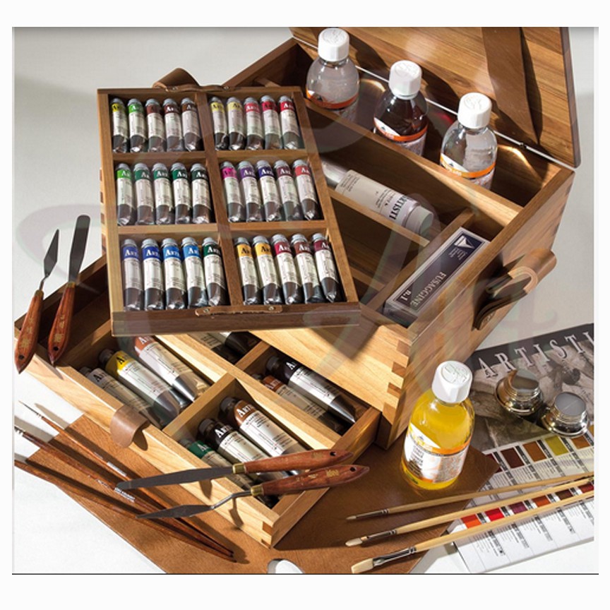 Набор масляных красок Maimeri Artist большой в деревянном ящике из ореха