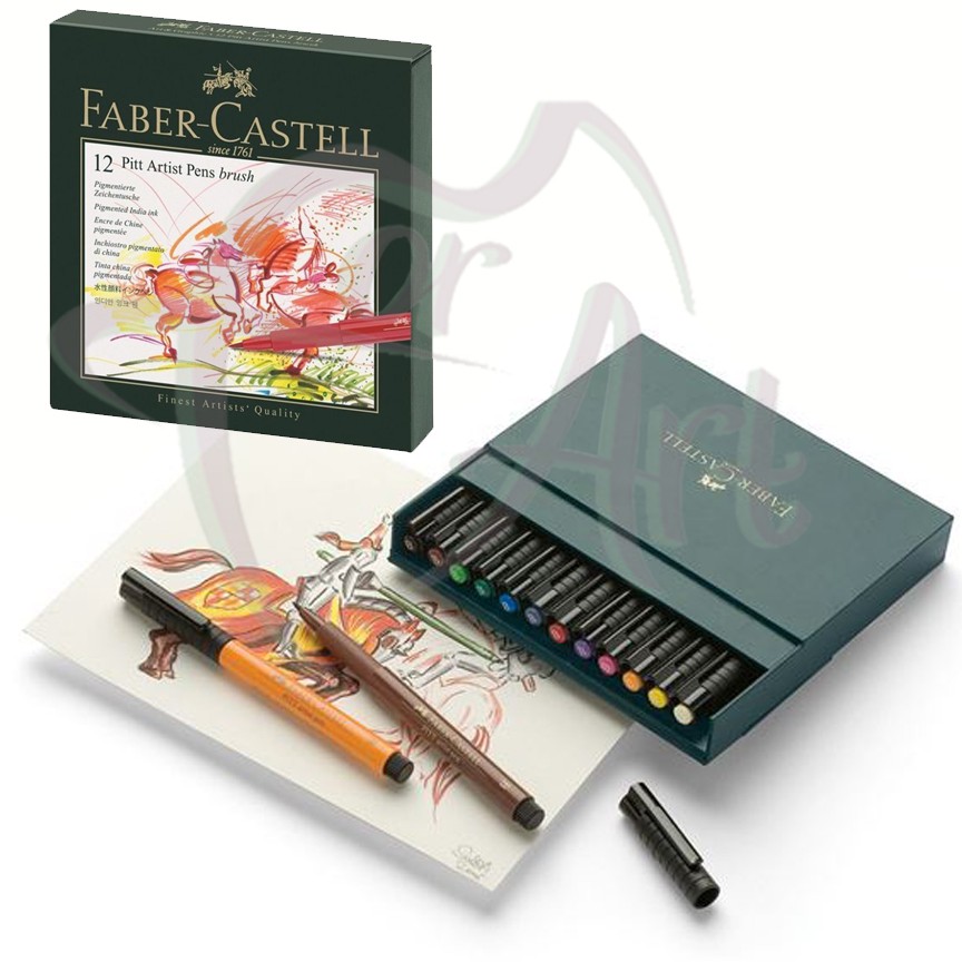 Набор капиллярных ручек-кисточек Faber-Castell PittPen 12цветов в студийной коробке