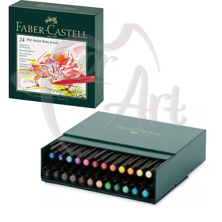 Набор капиллярных ручек-кисточек Faber-Castell PittPen 24цвета в студийной коробке (кожзаменитель)