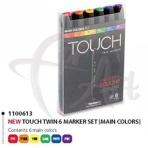 Набор маркеров для дизайна TOUCH Twin marker 6 цветов -Основные цвета