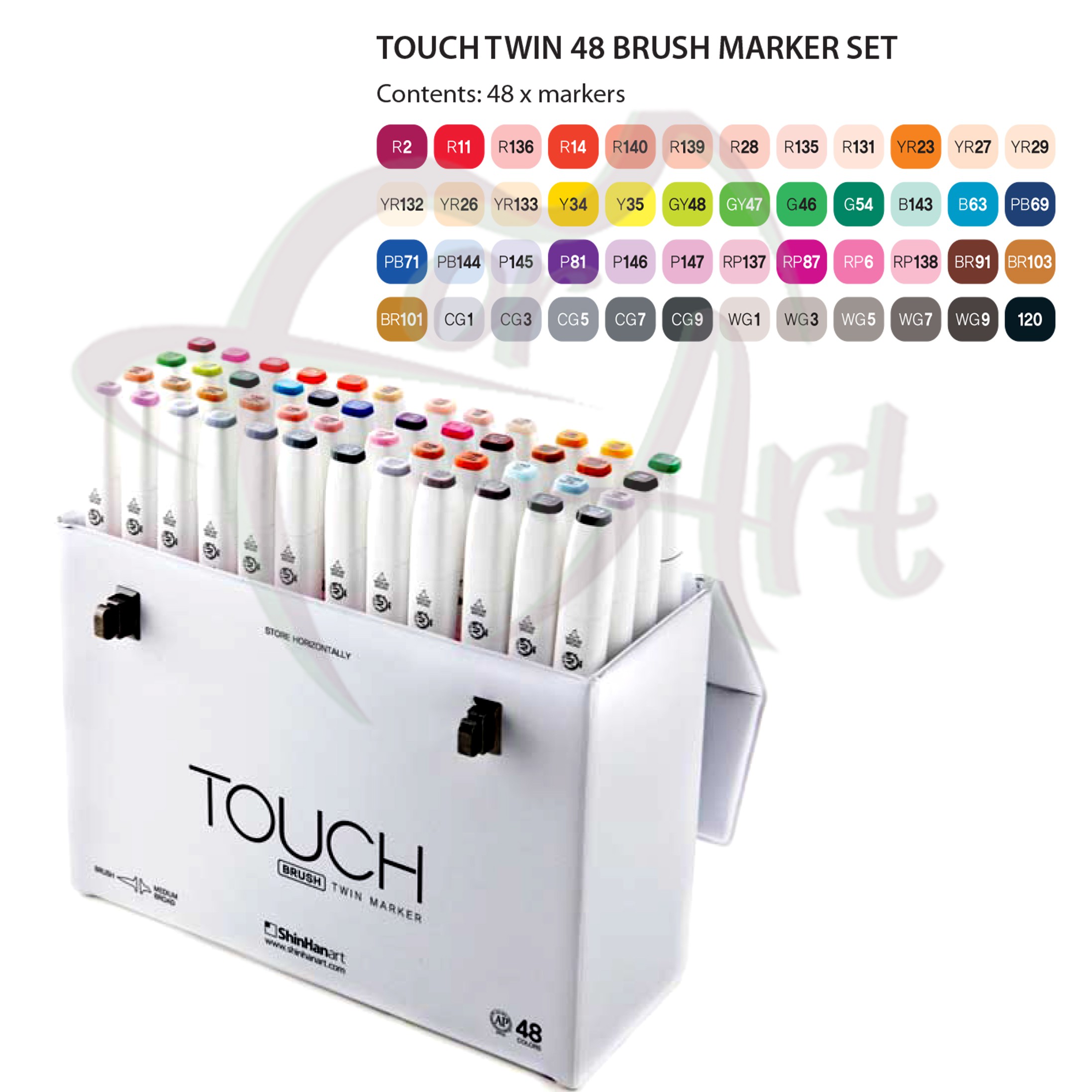 Набор маркеров для дизайна TOUCH Twin marker-BRUSH 48 цветов -Основные