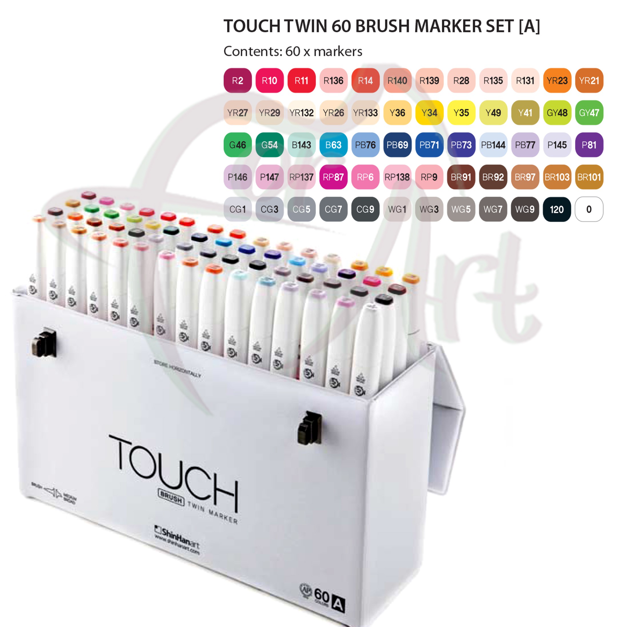 Набор маркеров для дизайна TOUCH Twin marker-BRUSH 60 цветов (A)