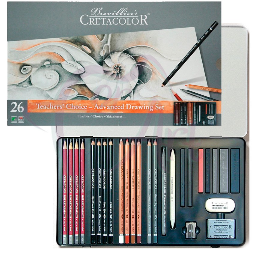 Набор для рисования и графики Cretacolor Teacher’s Choice 26 предметов в металлическом пенале